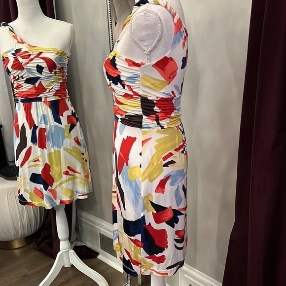 BCBGMaxAzria One Shoulder Print Mini Dress Size Small - Picture 9 of 12